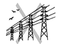 Near high-voltage cables or overhead wires